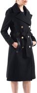 alpine swiss women's wool trench coat - double breasted jacket with gold buttons and belt logo