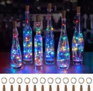 wine bottle lights with cork - pack of 12 twinkle lights, 20 led waterproof battery operated cork lights, silver wire mini fairy lights for liquor bottles diy party christmas wedding décor in multicolor логотип