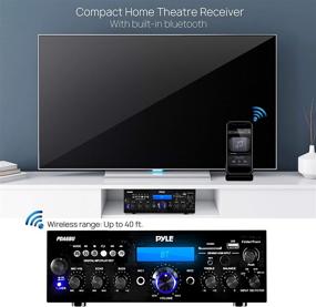 img 3 attached to Pyle 200W Dual Channel Bluetooth Power Amplifier System - Sound Audio Stereo Receiver with 🎶 USB, SD, AUX, MIC IN with Echo, Radio, LCD - Home Theater Entertainment via RCA - PDA6BU