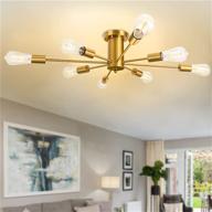 🌟 etonimerr gold sputnik flush mount ceiling light: elegant 8-light brass fixture for mid century modern living spaces logo