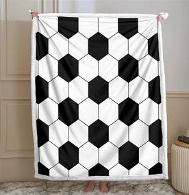 img 3 attached to 🔘 Soccer Blanket – Black and White Sherpa Fleece Throw for Bedroom, Couch, Sofa – Soft and Warm Sports Blanket for Boys, Girls, Teens (50"x60")