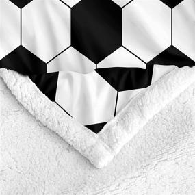 img 2 attached to 🔘 Soccer Blanket – Black and White Sherpa Fleece Throw for Bedroom, Couch, Sofa – Soft and Warm Sports Blanket for Boys, Girls, Teens (50"x60")