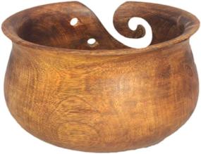 img 1 attached to 🧶 Village Handwork 7x4 Inch Wooden Yarn Bowl Holder with Carved Swirl - Premium Mango Wood Knitting Yarn Bowl for Convenient Yarn Storage and Smooth Crochet or Knitting Experience