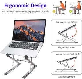 img 1 attached to Portable Aluminum Laptop Stand - Ergonomic Computer Riser for Desk, Silver - Compatible with 10 to 15.6 Inch Notebook Computers