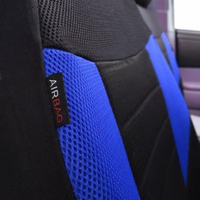 img 1 attached to 6PCS Super Universal Car Pass Front Seat Covers Set - Black and Gray with Composite Sponge, Airbag Compatible - Ideal for Vehicles (Black and Blue)