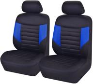 6pcs super universal car pass front seat covers set - black and gray with composite sponge, airbag compatible - ideal for vehicles (black and blue) logo