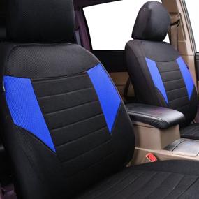 img 2 attached to 6PCS Super Universal Car Pass Front Seat Covers Set - Black and Gray with Composite Sponge, Airbag Compatible - Ideal for Vehicles (Black and Blue)