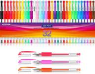 vibrant 32 colors gel pens set: ideal for adult coloring books, drawing, bullet journaling, crafts and more! logo