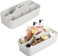 🚿 mdesign portable plastic storage organizer caddy tote - divided basket bin, convenient handle for bathroom, shower, dorm room - ideal for hand soap, body wash, shampoo, conditioner, lotion - pack of 2 - light gray logo