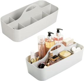 img 4 attached to 🚿 mDesign Portable Plastic Storage Organizer Caddy Tote - Divided Basket Bin, Convenient Handle for Bathroom, Shower, Dorm Room - Ideal for Hand Soap, Body Wash, Shampoo, Conditioner, Lotion - Pack of 2 - Light Gray