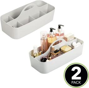 img 3 attached to 🚿 mDesign Portable Plastic Storage Organizer Caddy Tote - Divided Basket Bin, Convenient Handle for Bathroom, Shower, Dorm Room - Ideal for Hand Soap, Body Wash, Shampoo, Conditioner, Lotion - Pack of 2 - Light Gray