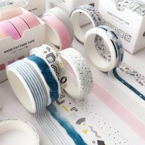 img 1 attached to 🎨 YUBBAEX 5 Rolls Washi Tape Set: Creative Basic Skinny Masking Decorative Tapes for Crafts, Journals, Planners, Scrapbooking, Wrapping - Ink Blue