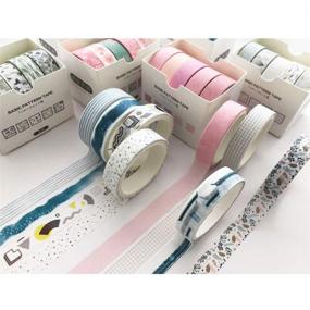 img 2 attached to 🎨 YUBBAEX 5 Rolls Washi Tape Set: Creative Basic Skinny Masking Decorative Tapes for Crafts, Journals, Planners, Scrapbooking, Wrapping - Ink Blue