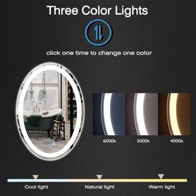 img 1 attached to 💡 Oval Bathroom LED Vanity Mirror 30 x 20 Inch - Wall Lighted Mirror with 3 Color Light, Dimmable, Anti-Fog, Smart Oval Makeup Mirror