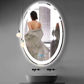 img 4 attached to 💡 Oval Bathroom LED Vanity Mirror 30 x 20 Inch - Wall Lighted Mirror with 3 Color Light, Dimmable, Anti-Fog, Smart Oval Makeup Mirror