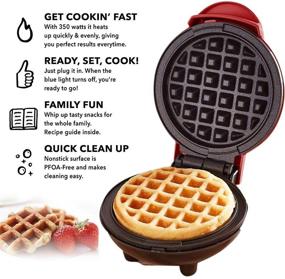 img 3 attached to 🧇 Compact Mini Waffle Maker: Create Perfect Individual Waffles and Paninis with Easy Cleaning, Non-Stick Coated Plates, Automatic Temperature Control - in Stylish Red