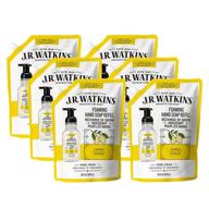 jr watkins foaming hand soap refill pouch, lemon - 6 pack, 28 fl oz | scented foam handsoap for bathroom or kitchen | usa made, cruelty free logo