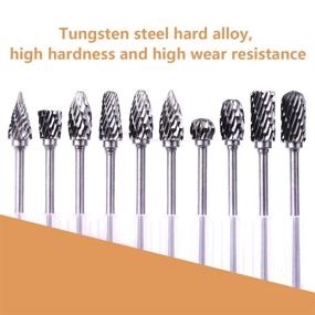 img 1 attached to ATOPLEE Rotary Burr Set: 10-Piece Tungsten Steel Solid Carbide Cutting Burrs for Woodworking Drilling & Carving - 2.35mm Shank, HRC70 Hardness