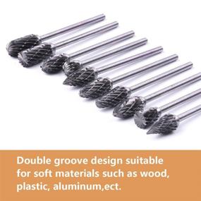 img 2 attached to ATOPLEE Rotary Burr Set: 10-Piece Tungsten Steel Solid Carbide Cutting Burrs for Woodworking Drilling & Carving - 2.35mm Shank, HRC70 Hardness