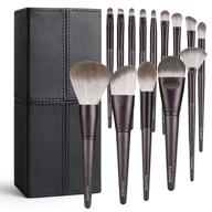 travel makeup brushes set, 14-piece professional make up 💼 brush with holder, foundation concealer eyeshadow powder brush in black case logo