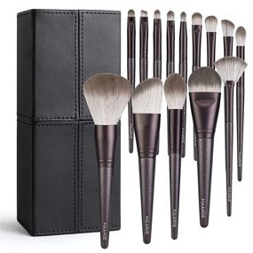 img 4 attached to Travel Makeup Brushes Set, 14-Piece Professional Make Up 💼 Brush with Holder, Foundation Concealer Eyeshadow Powder Brush in Black Case