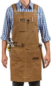 img 4 attached to 🔨 Durable Waxed Canvas Work Apron with Pockets for Woodworking - Unisex, XXL Adjustable Tool Apron with Cross-Back Straps - Perfect Gift to Delight Woodworkers