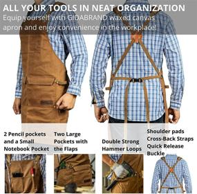 img 3 attached to 🔨 Durable Waxed Canvas Work Apron with Pockets for Woodworking - Unisex, XXL Adjustable Tool Apron with Cross-Back Straps - Perfect Gift to Delight Woodworkers