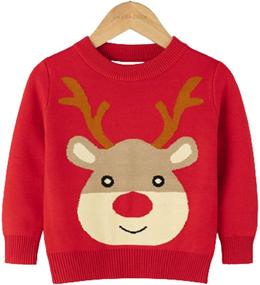 img 1 attached to 🎄 Christmas Sweater for Toddler Boys and Girls - Festive Knit Pullover with Reindeer, Elk, Snowman Cartoon Design - Xmas Sweatshirt Tops