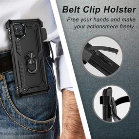 img 2 attached to 📱 Premium Black Galaxy A12 Case with Belt Clip Holster and Ring Holder - Military Grade Protection and Magnetic Car Mount Compatibility