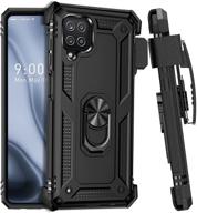 📱 premium black galaxy a12 case with belt clip holster and ring holder - military grade protection and magnetic car mount compatibility logo