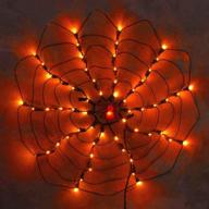 🕷️ spooky halloween decor: twinkle star lighted orange 60 led spider web lights with spider - high-voltage indoor outdoor scary decoration логотип