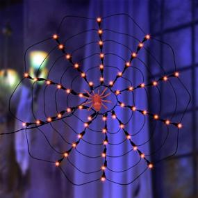 img 2 attached to 🕷️ Spooky Halloween Decor: Twinkle Star Lighted Orange 60 LED Spider Web Lights with Spider - High-Voltage Indoor Outdoor Scary Decoration