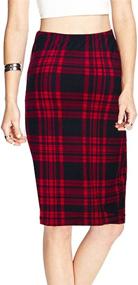 img 1 attached to 👗 TEERFU Women's Knee Length Plaid Pencil Skirt - Elastic Office Wear Bodycon Skirt