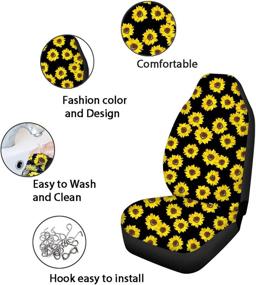 img 1 attached to UZZUHI Cute Bee Car Seat Cover Polyester Fabric Anti-Slip 2PC Bucket Seat Cover Machine Washable Universal Fits For Auto Vehicle Truck Van Sedan SUV Rv Mpv