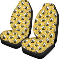 uzzuhi cute bee car seat cover polyester fabric anti-slip 2pc bucket seat cover machine washable universal fits for auto vehicle truck van sedan suv rv mpv logo