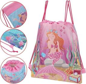 img 2 attached to 🧜 Mermaid Party Bags for Kids - Mermaid Birthday Party Supplies and Favors Gift Bags (Pack of 10), Drawstring Candy Pouches for Kids Parties, Goodie Bags for Girls and Toddlers