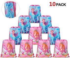 img 4 attached to 🧜 Mermaid Party Bags for Kids - Mermaid Birthday Party Supplies and Favors Gift Bags (Pack of 10), Drawstring Candy Pouches for Kids Parties, Goodie Bags for Girls and Toddlers