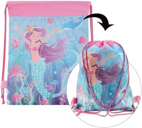 img 1 attached to 🧜 Mermaid Party Bags for Kids - Mermaid Birthday Party Supplies and Favors Gift Bags (Pack of 10), Drawstring Candy Pouches for Kids Parties, Goodie Bags for Girls and Toddlers