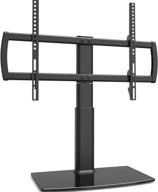 📺 enhance your tv experience with the universal swivel tv stand/table top stand: fits 32-65 inch tvs, 80 degree swivel, 4 level adjustable heights, heavy duty tempered glass base, up to 88lbs screens, ht04b-002u logo