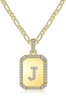 women's gold initial necklaces, letter pendant necklace for girls - 18k gold plated rectangle monogram with alphabets, stainless steel box chain jewelry logo