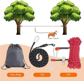 img 3 attached to 🐶 Evilplan Dog Tie Out Cable: 50ft Portable Overhead Trolley System for Camping, 10ft Pulley Runner Line, Suitable for Dogs up to 200lbs – Perfect Dog Lead for Yard, Parks, and Outdoor Adventures