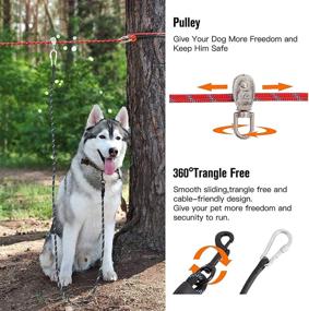 img 2 attached to 🐶 Evilplan Dog Tie Out Cable: 50ft Portable Overhead Trolley System for Camping, 10ft Pulley Runner Line, Suitable for Dogs up to 200lbs – Perfect Dog Lead for Yard, Parks, and Outdoor Adventures