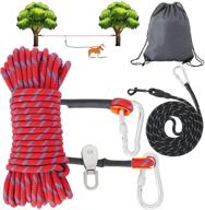 🐶 evilplan dog tie out cable: 50ft portable overhead trolley system for camping, 10ft pulley runner line, suitable for dogs up to 200lbs – perfect dog lead for yard, parks, and outdoor adventures logo