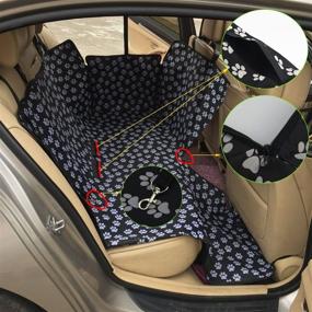 img 3 attached to 🐾 Waterproof Dog Car Seat Cover - Double Oxford Pet Travel Hammock Back Seat Protector Mat with Paw Prints