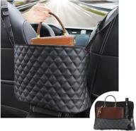 car handbag holder: spacious leather car 🚗 organizer & purse holder for women - black logo