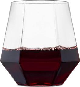 img 2 attached to 🍷 Premium 32-Pack Diamond Shaped Stemless Wine Glasses - Clear, Shatterproof & BPA-Free - Disposable & Recyclable - Ideal for Wine & Whiskey - 12 oz Capacity