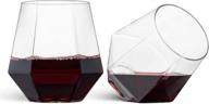 🍷 premium 32-pack diamond shaped stemless wine glasses - clear, shatterproof & bpa-free - disposable & recyclable - ideal for wine & whiskey - 12 oz capacity logo