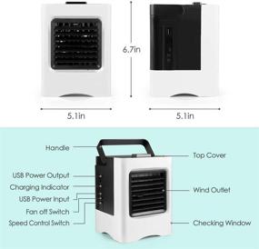 img 2 attached to Portable Rechargeable Evaporative Air Cooler - 3-in-1 Mini USB AC 🌬️ Fan, Sterilizer & Humidifier, Desktop Cooling Fan with 3 Speeds for Home Office