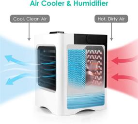 img 3 attached to Portable Rechargeable Evaporative Air Cooler - 3-in-1 Mini USB AC 🌬️ Fan, Sterilizer & Humidifier, Desktop Cooling Fan with 3 Speeds for Home Office