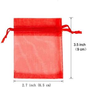 img 3 attached to Pack of 100 Small Size AWELL Red Organza Bags with Drawstrings, 2.7x3.5 inch